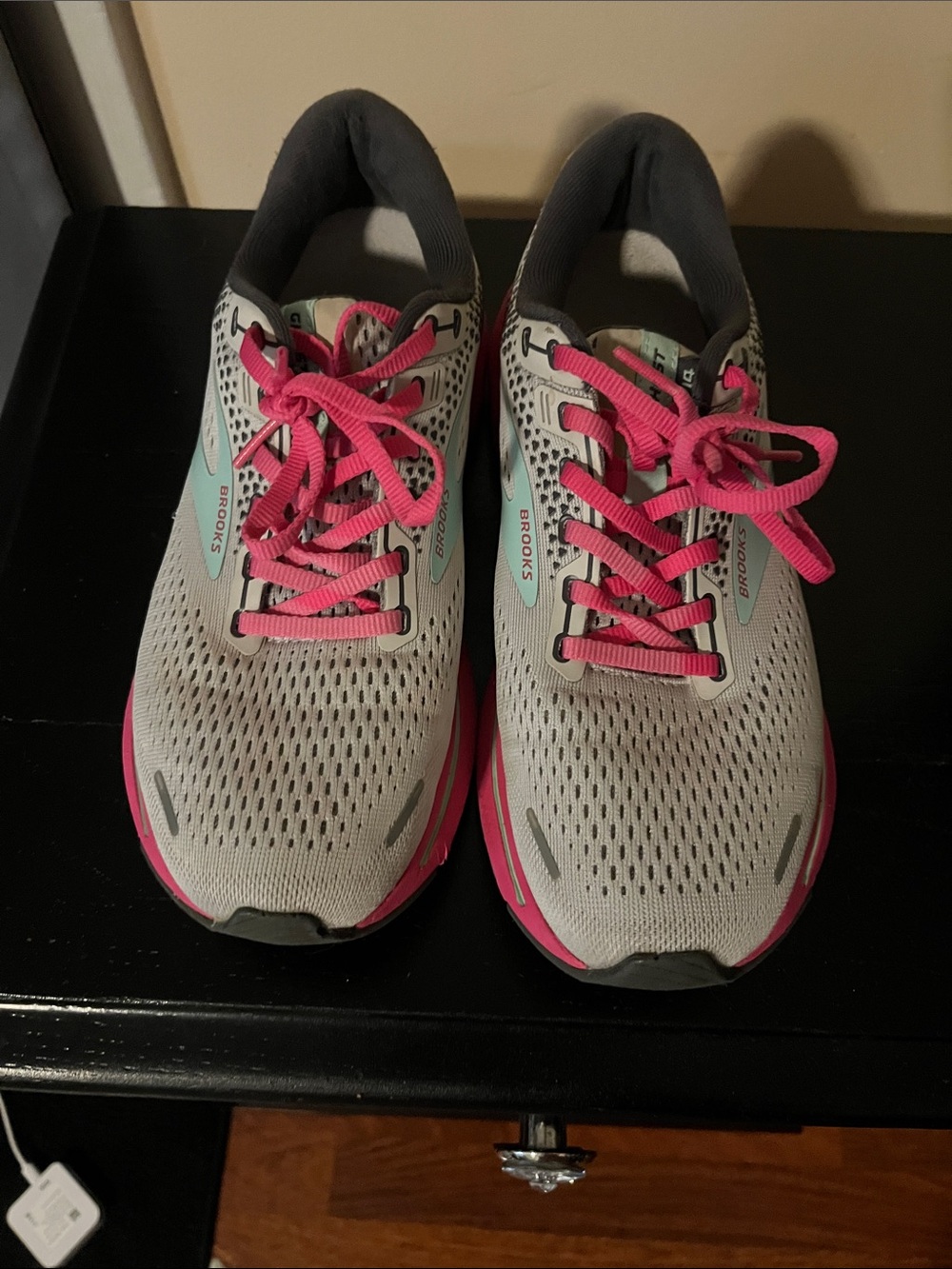 Brooks Women’s Running Shoes - Light Gray with Pink and Aqua Accents